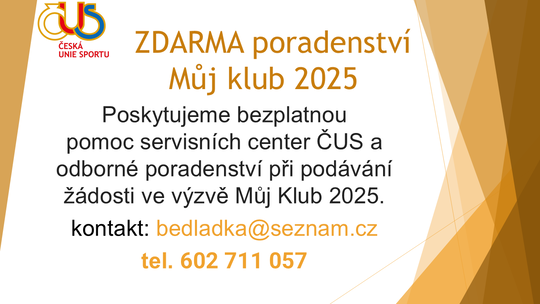 Zdarma poradenství Můj klub 2025